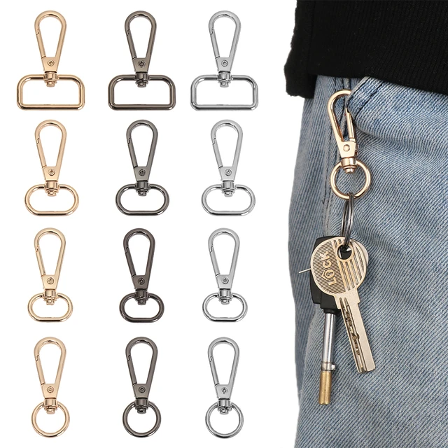 10Pcs Gold Swivel Clasps+ D Ring Buckles Bag Metal Strap Keychain Clip Hook  Metal Lobster Claw Clasps for Key Rings Crafting