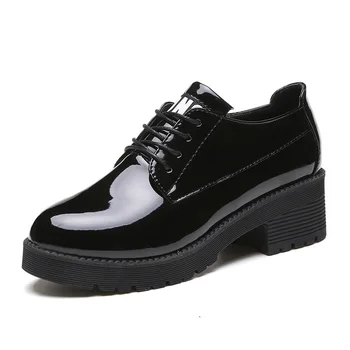 

New Women Shoes Pumps Shoes Fashion Spring Autumn Med (3cm-5cm) Patent Leather High Heels Solid Ladies Casual Work Female Shoes