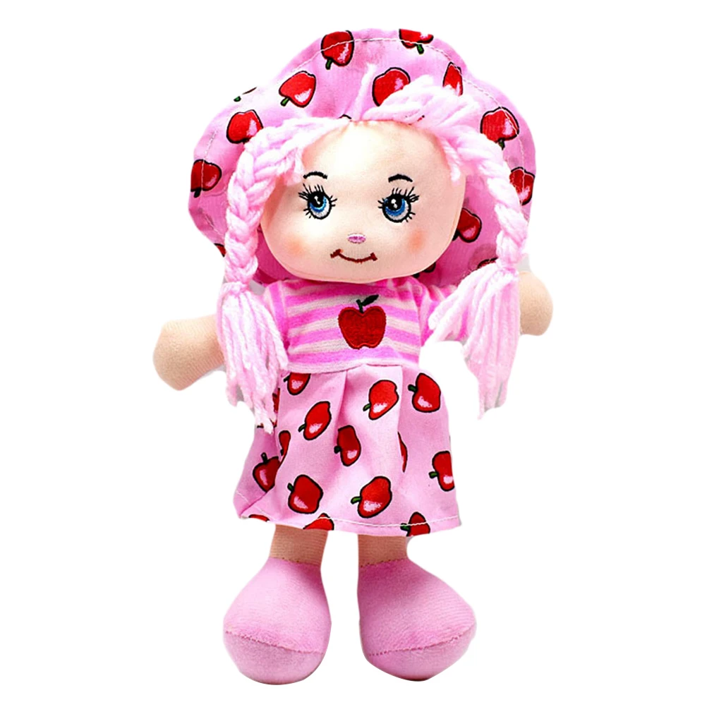 25cm Soft Cartoon Kawaii Fruit Skirt Hat Rag Dolls Cute Baby Cloth Toys Children Birthday Gifts for for Baby Girl Pretend Play - Цвет: Apple Pink