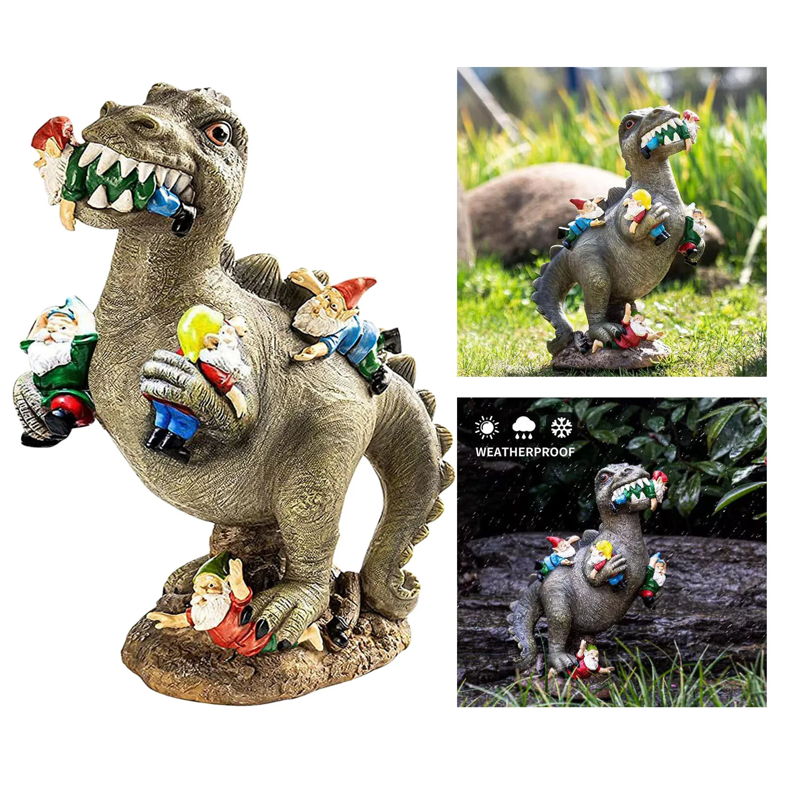 Craft Resin Garden Statue Lovely Lifelike Dinosaur Gnome Sculpture Standing Home Backyard Patio Lawn Outdoor Ornaments Artwork | Дом и сад