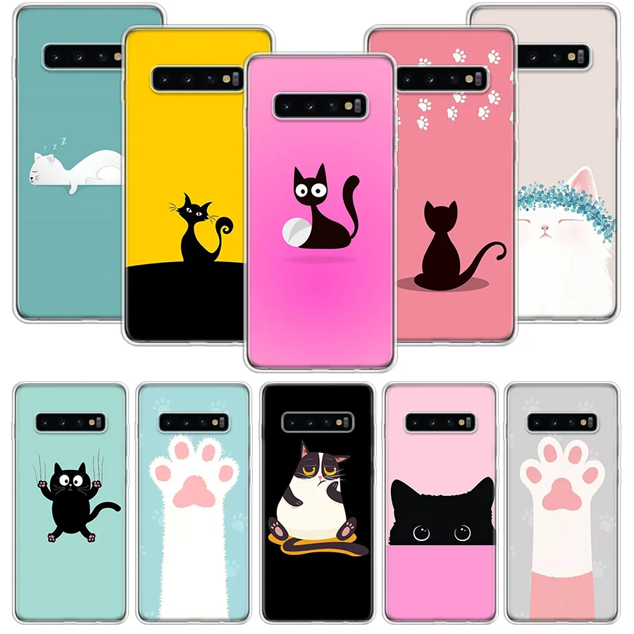 Милый мультяшный чехол с котом для телефона Samsung Galaxy S20 FE S10 Lite S21 Ultra S10E S9 S8 Plus J4 J6 J8 +