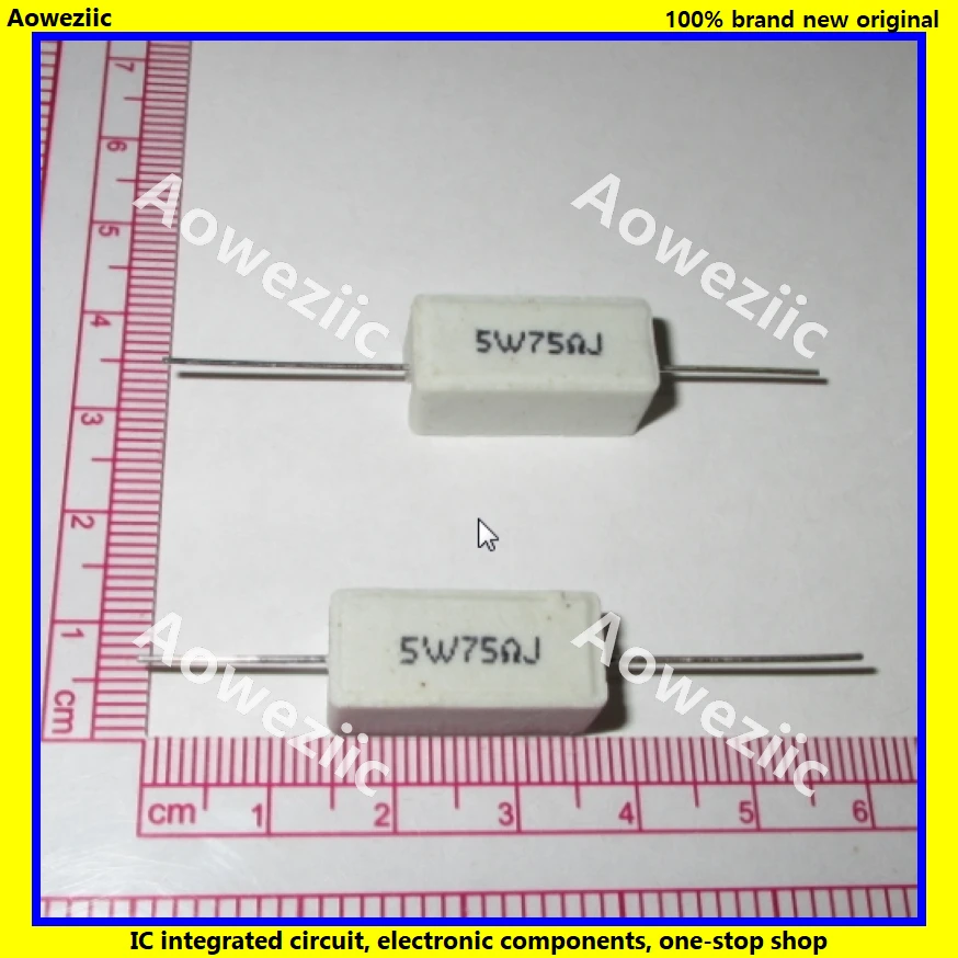 10 шт. RX27 Горизонтальное цементное сопротивление 5 Вт 75ohm 75R 75RJ 5W75RJ 5 Вт 75RJ керамическое сопротивление прецизионное 5% Сопротивление мощности