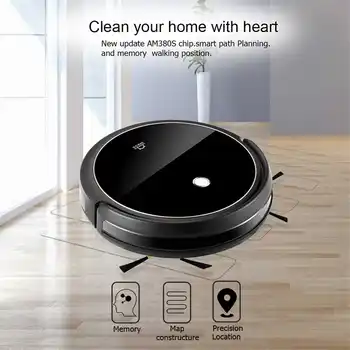 

Smart Automatic Floor Robotic Vacuum Cleaner Remote Control Dust Sweeping Robot Machine Household Cleaning Appliance Black