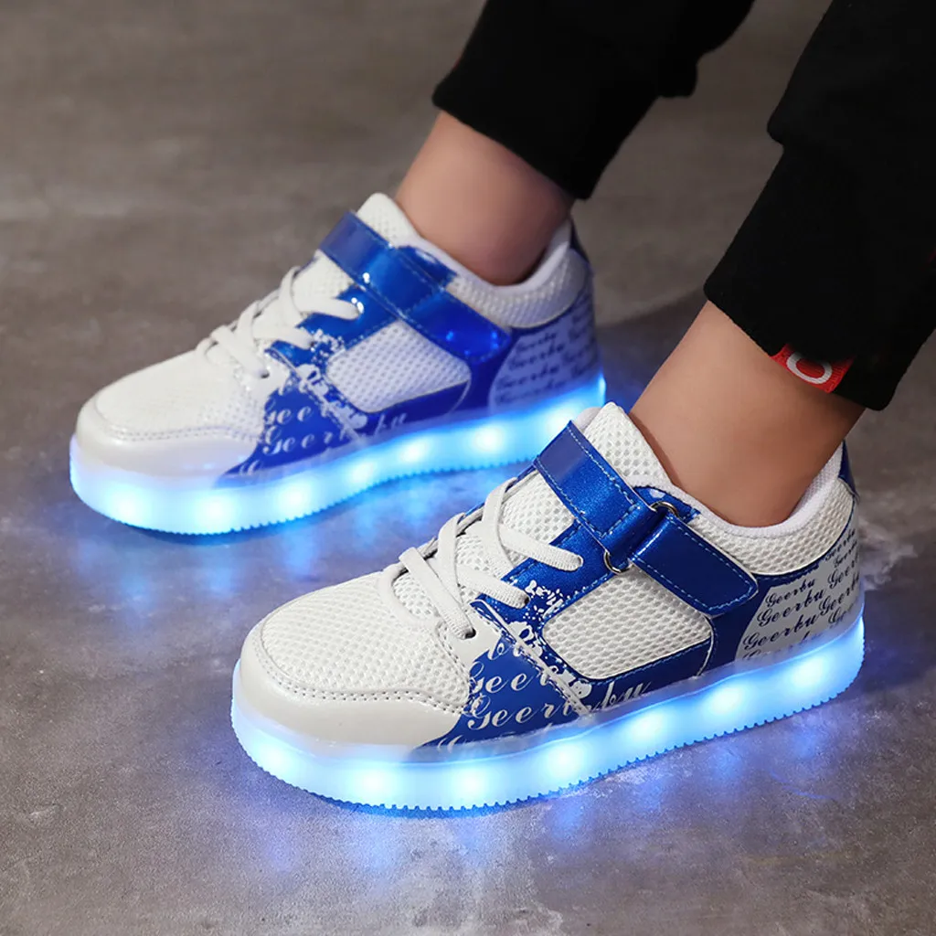 Fashion All Seasons Casual Children's Baby Girls Boys Shoes Rechargeable Light LED Shoes Non-Slip Breathable Casual Shoes