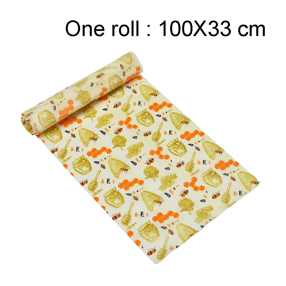 Bee 100x33 см пчелиный воск пищевая обертка многоразовые нулевые отходы экологичный устойчивый уплотнение Силиконовое дерево растение из смолы для хранения масел закуска s - Цвет: Bee