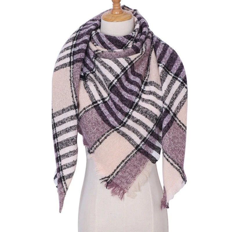 2019 new designer brand women cashmere scarf triangle winter scarves lady shawls and wraps knit blanket neck striped foulard (8)