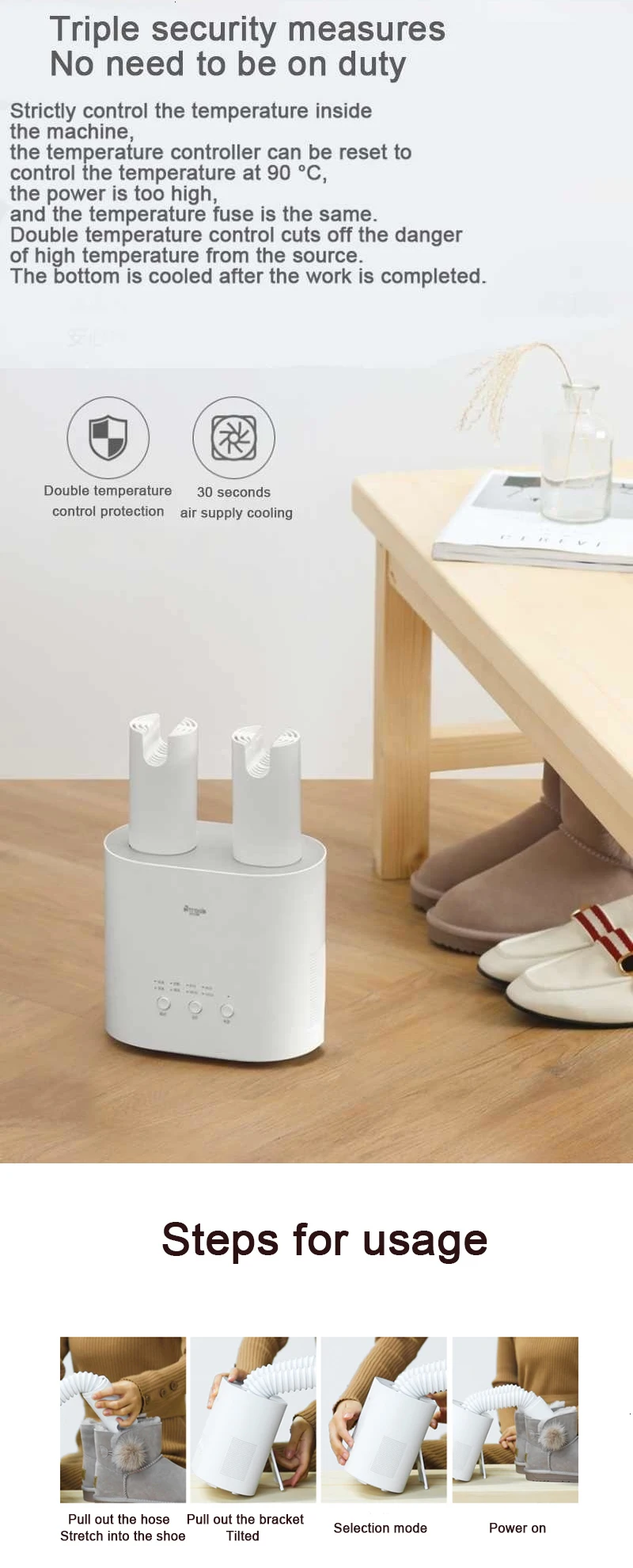 For Xiaomi Deerma Shoe Dryer 220v Sterilizer UV Shoe Sterilizer Intelligent Multi-Function Retractable Dryer For Shoes