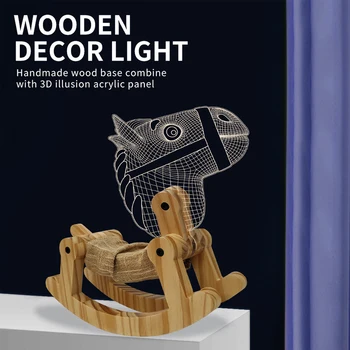 

Trojan LED Wooden Table Lamp Children Bedroom Adjustable Toy Solid Wood Lamp Living Room Decoration Night Light A4