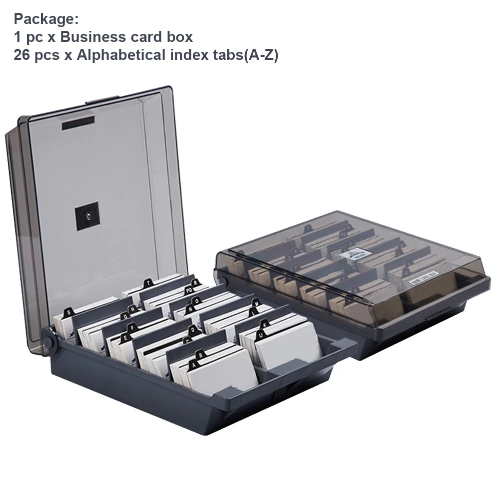 Large Capacity Translucent Business Card Box ABS Storage Organizer File Home Classification Office Alphabetical Holder Hospital