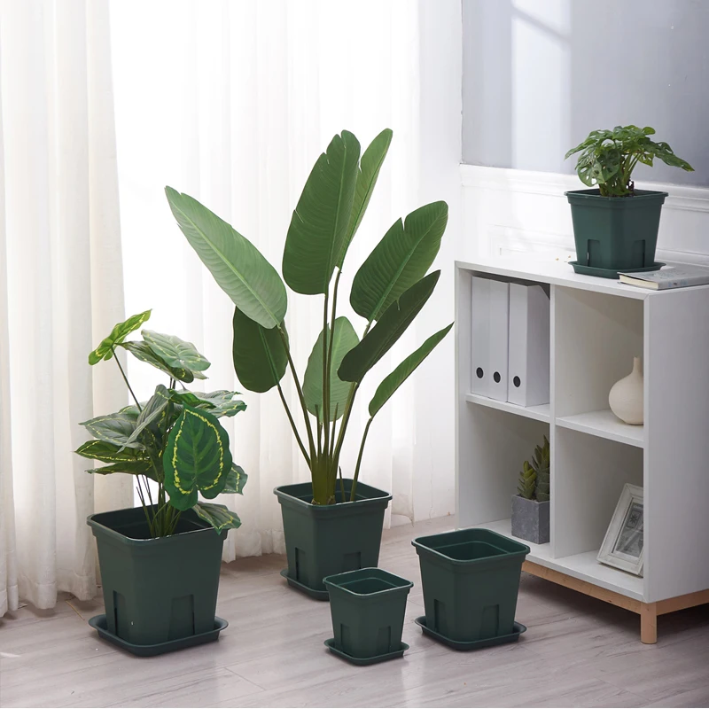 

Controlled root basin rose breathable nursery basin large thickened plastic resin flowerpot with tray
