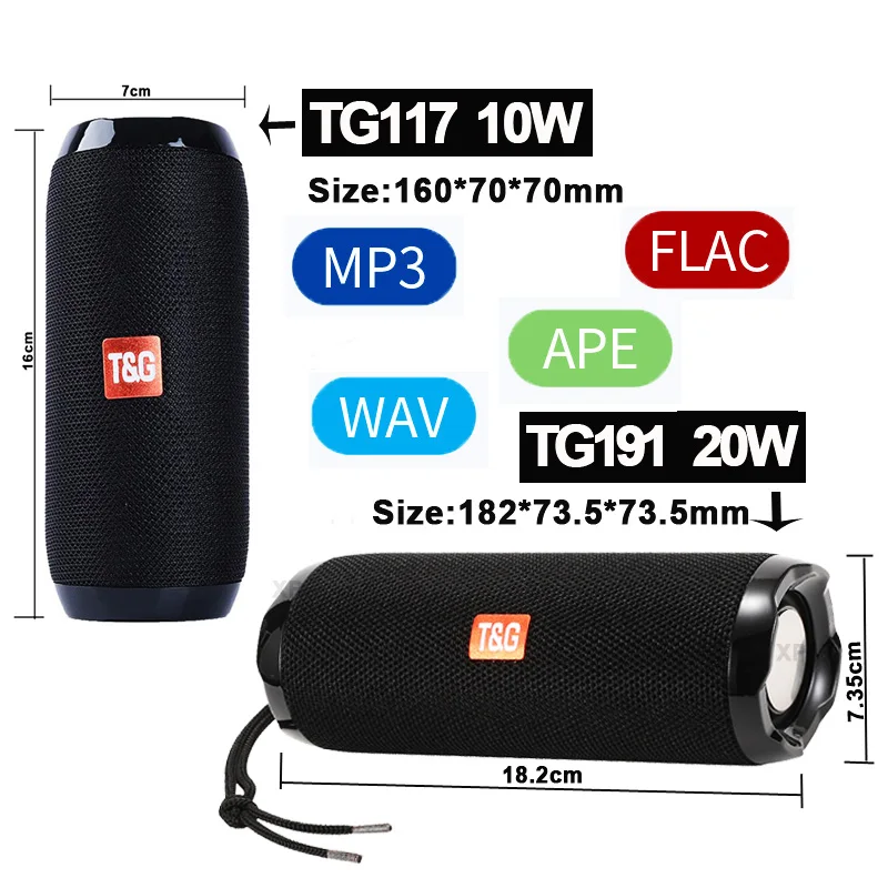 20 Вт Новый TG117 открытый беспроводной портативный bluetooth динамик сабвуфер
