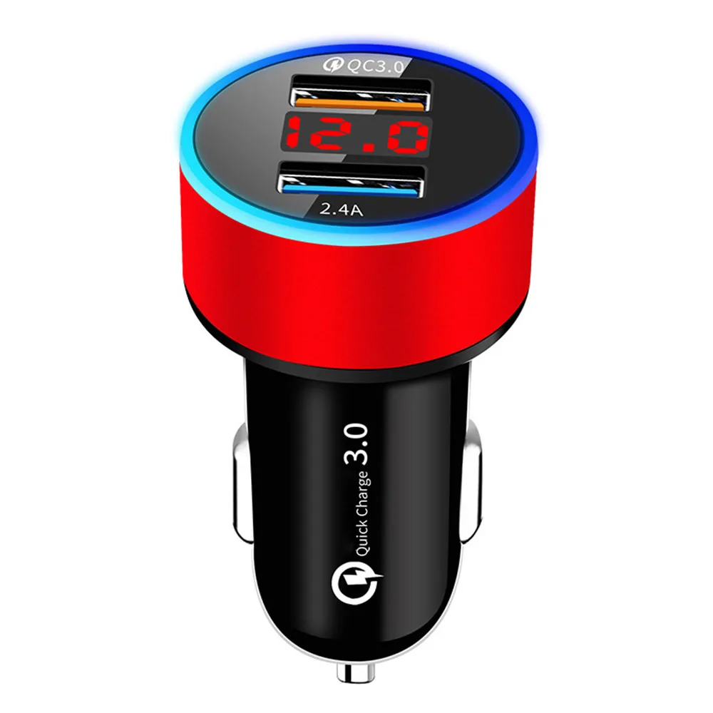 1 шт., DC12V-24V, USB, два порта, цифровой дисплей, автомобильное зарядное устройство, запчасти для прикуривателя