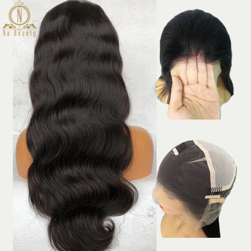 Transparent Lace Wig Full Lace Wigs Body Wave Preplucked For Black Women Peruvian Human Hair Wig Bleached Knots Nabeauty Remy150