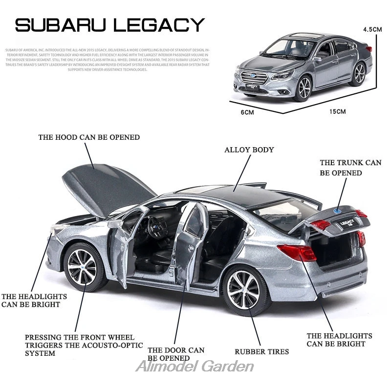 Масштаб 1:32 SUBARU LEGACY сплав спортивный автомобиль литая под давлением модель звук и светильник Вытяните назад автомобили игрушки Дети День рождения горячий подарок колеса