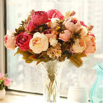 

Artificial Silk Peony Bouquets Home Garden Wedding Party Bridal Bouquet Decor Valentines Day Decoration Springs Flowers