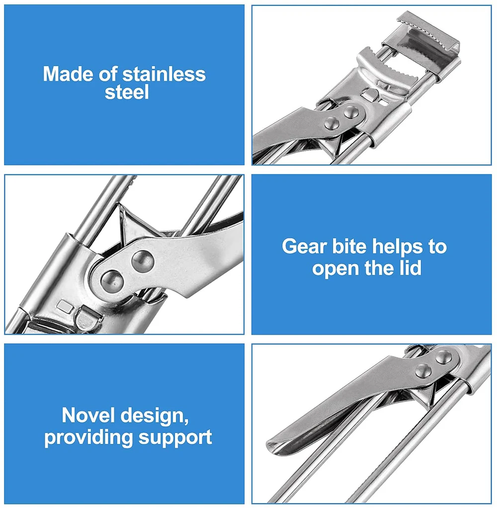 Stainless Steel Gripper Can Opener Multifunctional Adjustable Manual Jar Bottle Lid Opener Kitchen Accessories Tools