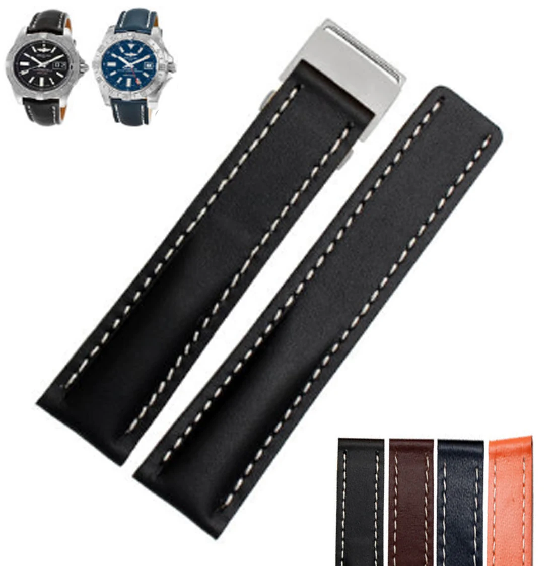 22Mm 24Mm Cinturino In Vera Pelle Per Cinturino In Vera Pelle Fibbia Per Fibbia Per Cinturino Breitling Superocean Héritage