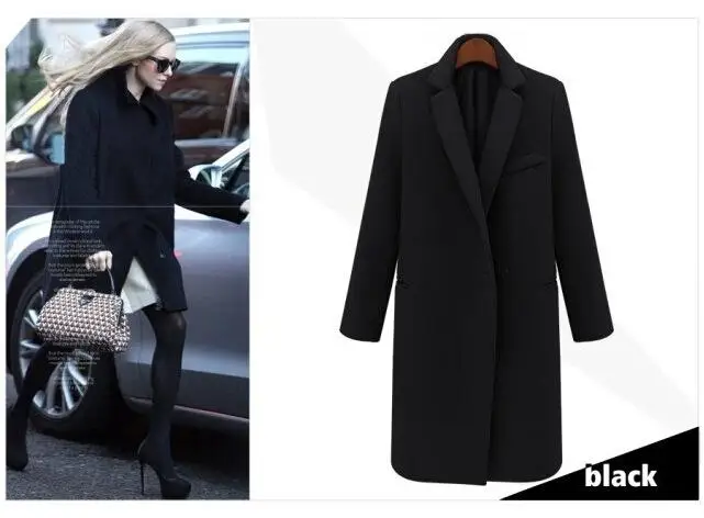 

Зимнее женское пальто, элегантное теплое шерстяное пальто на одной пуговице, длинное кашемировое пальто, бежевое, розовое, черное