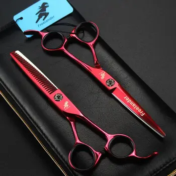 

6 inch Red Hairdressing Scissors 440C Professional Barbers Cutting Scissors Thinning Shears Hair Scissors