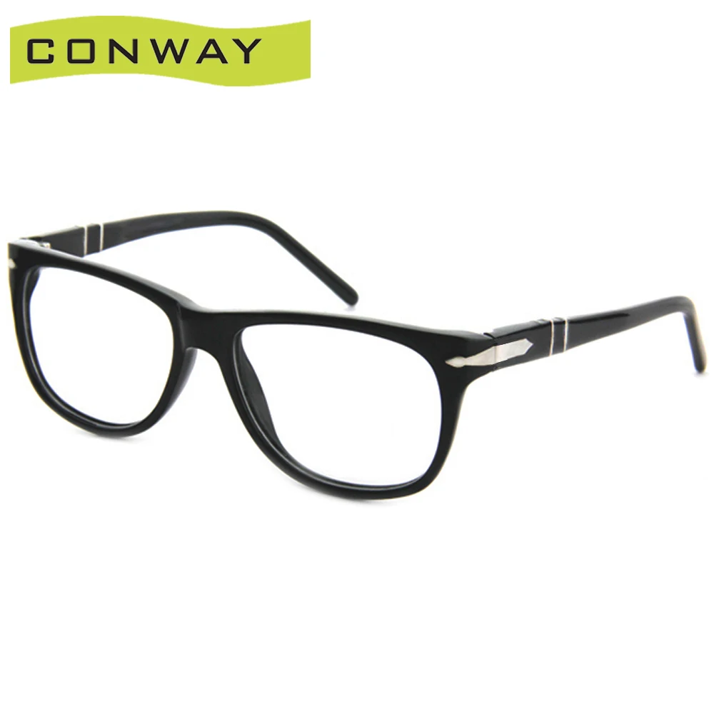 Бренд Conway, дизайнерские очки, оправа, без рецепта, винтажные, Овальные, прозрачные линзы, очки для женщин, мужские оправы acetate - Цвет оправы: Black