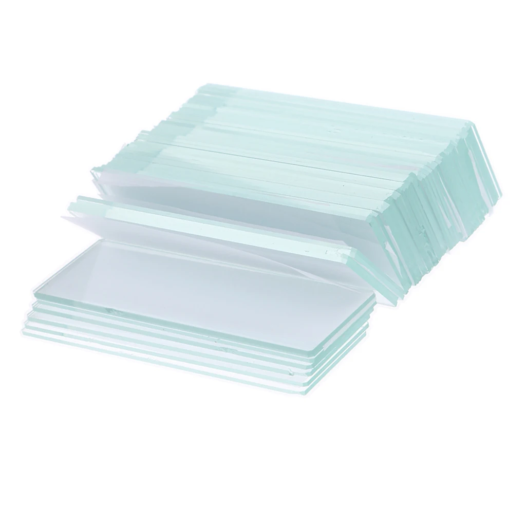 50pcs Glass Pre-cleaned Microscope Slides Ground Edge Kids Basic Biological Science Education 50pcs 1x3inch