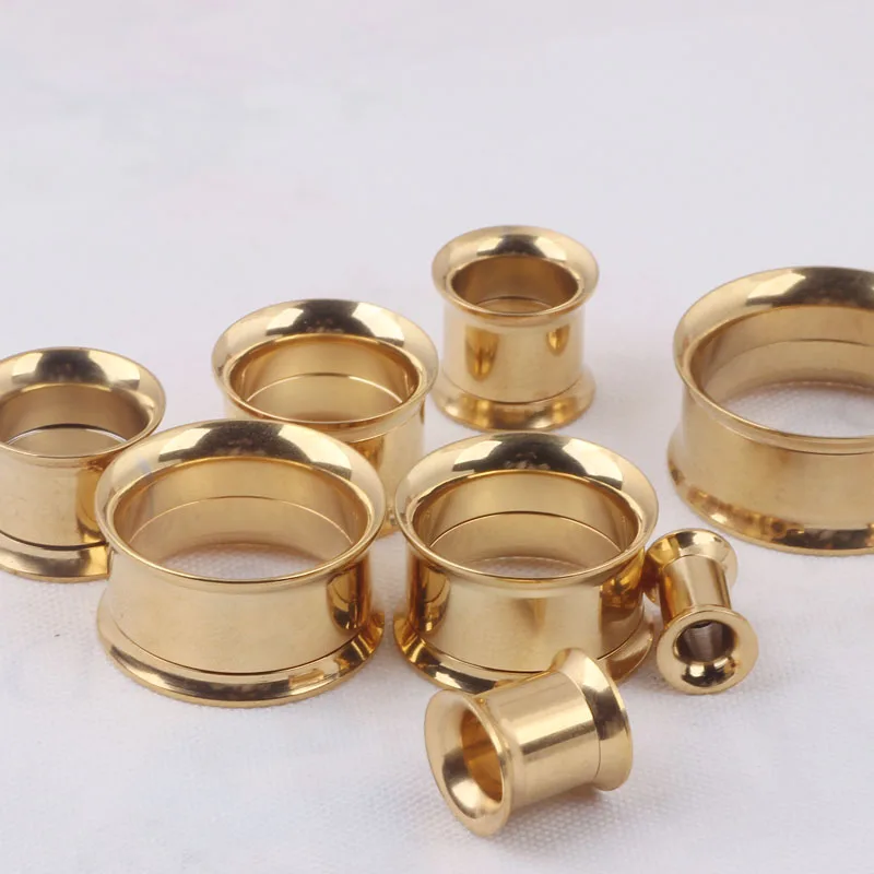 gold 5-20 мм Оптовые хирургические из нержавеющей стали двойной размытый ушной расширитель для туннелей винтовые ушные датчики пробки для пирсинга уха - Окраска металла: gold