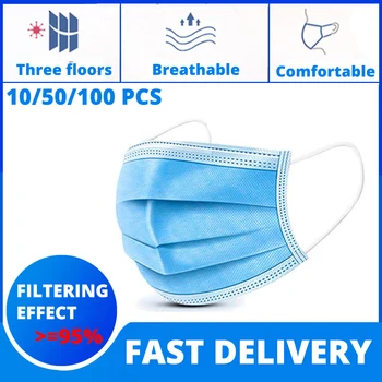 

10/20/50pcs Disposable Anti-Dust Meltblown Cloth Mask 3-Ply Filter Non-Woven Nose Proof Earhook Face Mouth Masks Drop Shipping