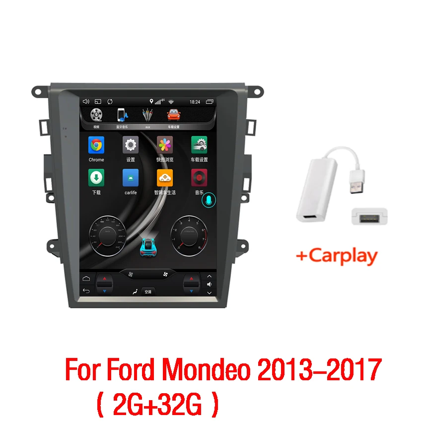Для Ford Mondeo 2013- автомобильный Радио Аудио Видео Мультимедиа dvd-плеер wifi DVR gps Navi навигация Android7.1 2G+ 3 2G 12,1 дюймов ram - Цвет: Carplay Optional