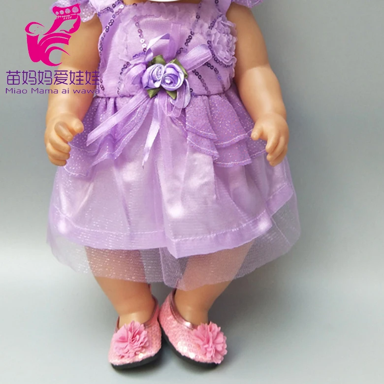 Платье куклы для новорожденных 43 см, Одежда для кукол кружевное платье с нижним бельем для девочек 18 дюймов, розовое кружевное платье куклы для девочек