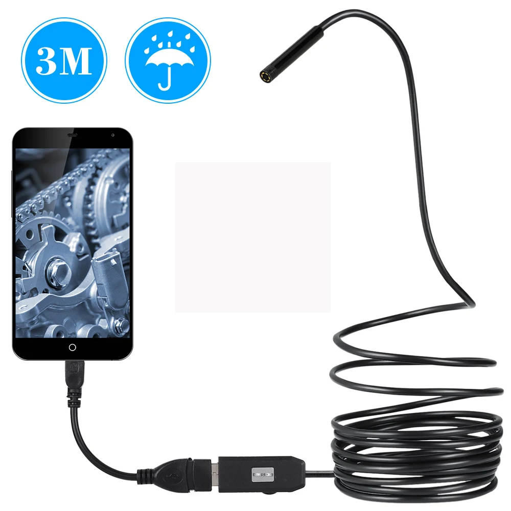 6 светодиодов бороскоп 5 MM USB эндоскоп 3 м кабель зонд Водонепроницаемый инспекции
