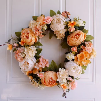 

1*fake Flower Wreath Artificial Peony Flowers Wreath Garland Home Wedding Flower Arrangement Decor New