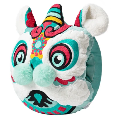 candice guo! plush toy stuffed doll cartoon animal Chinese dance lion head pillow cushion hand warm birthday  gift 1pc