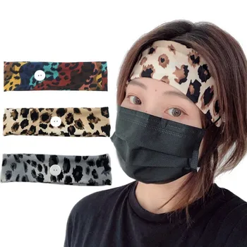 

Leopard Printed Buttons Mascarillas Protect Ears Sports Headband Hairband Women Hair Accessories for ladies Hair Band mascarilla