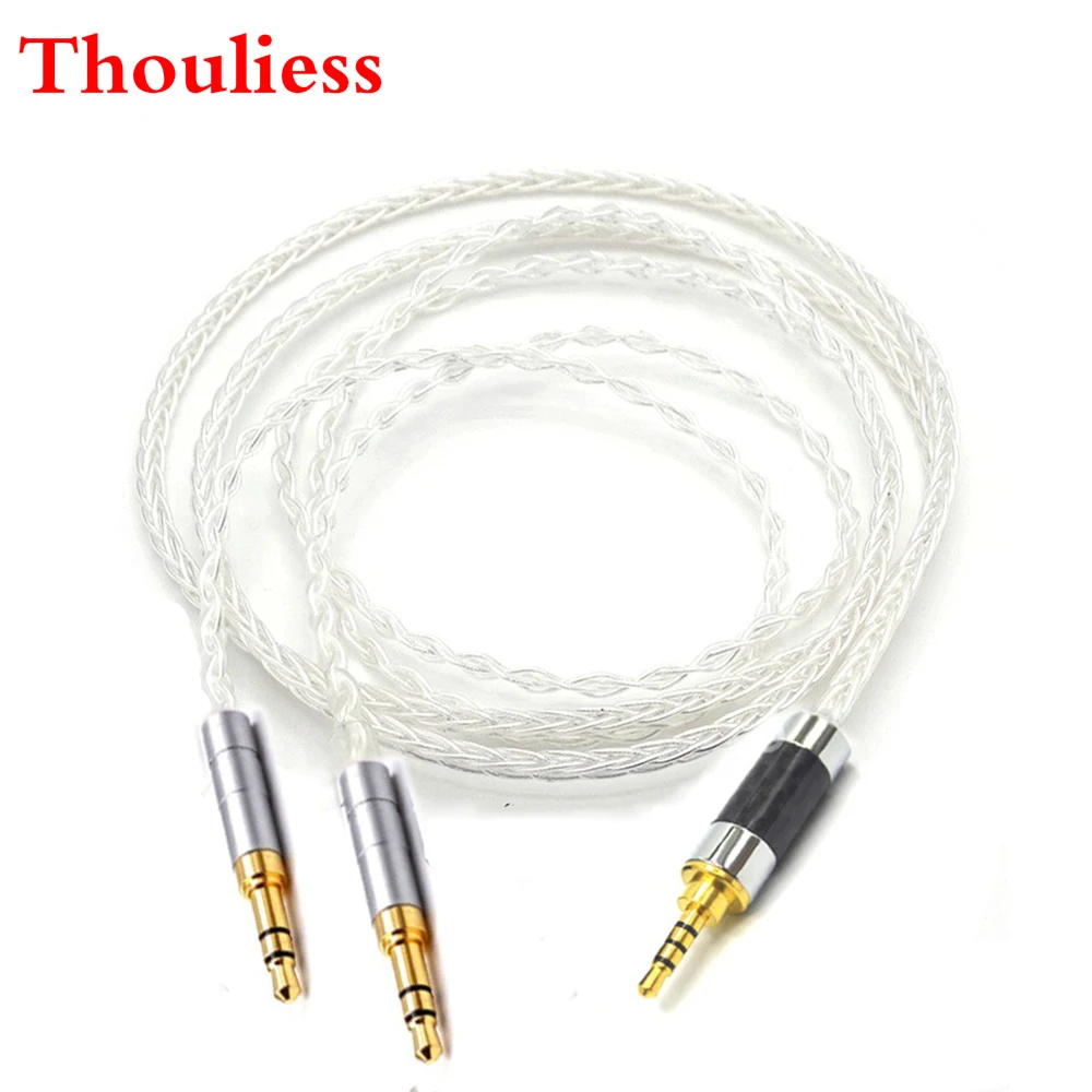 

Thouliess 2.5/3.5/4.4mm Balanced Single Crystal Silver Headphone upgrade Cable for Sundara Aventho Focal Elegia t1 t5p D7200 MDR