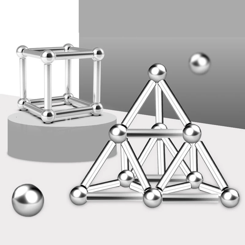 Магнитные строительные блоки строительные игрушки Магнитный конструктор магнитные палочки и металлические шарики Развивающие игрушки для детей Подарки