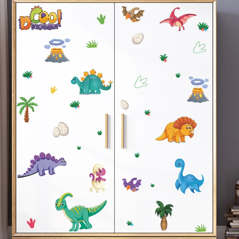 1set Colorful cartoon cute dinosaur children's room kindergarten home wall background decorative wall stickers self-adhesive