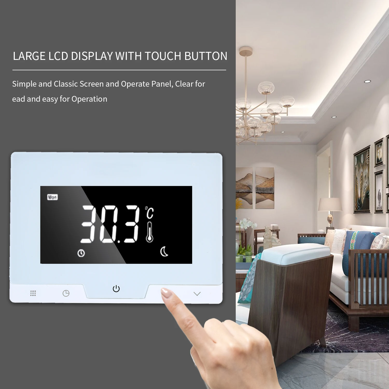 

SAS2011DE Wireless Smart Thermostat Programmable Thermoregulator APP Voice Remote Control Wall Mount LCD Touchscreen Thermometer