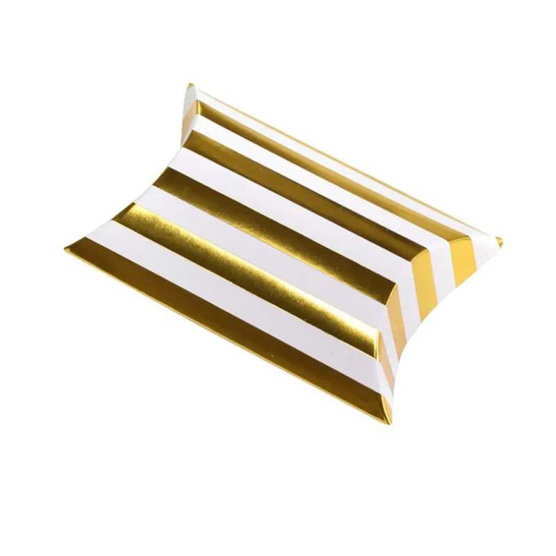 50 шт./лот,, коробка для ювелирных изделий и ожерелья в форме подушки, Золотая бронзовая Подарочная коробка, упаковка 92X65X25 мм