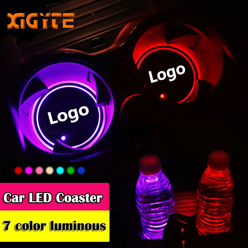 2pcs Led Car Cup Holder logo Light For Toyota Nissan Ford Volkswagen Skoda Honda Mazda Hyundai KIA luminous coaster Accessories 2pcs Led Car Cup Holder logo Light For Toyota Nissan Ford Volkswagen Skoda Honda Mazda Hyundai KIA luminous coaster Accessories