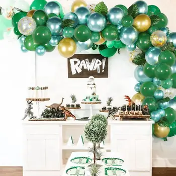 

QIFU Green Balloon Garland Set Jungle Decoration Wild Safari Theme Party Decor Birthday Party Decoration Kids Baby Shower Decor