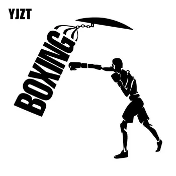 

YJZT 16.8CM*15.9CM BOXING Boxer Fighter Creative Decoration Pattern Car Sticker Car Trunk Vinyl Decal Black/Silver C31-0337
