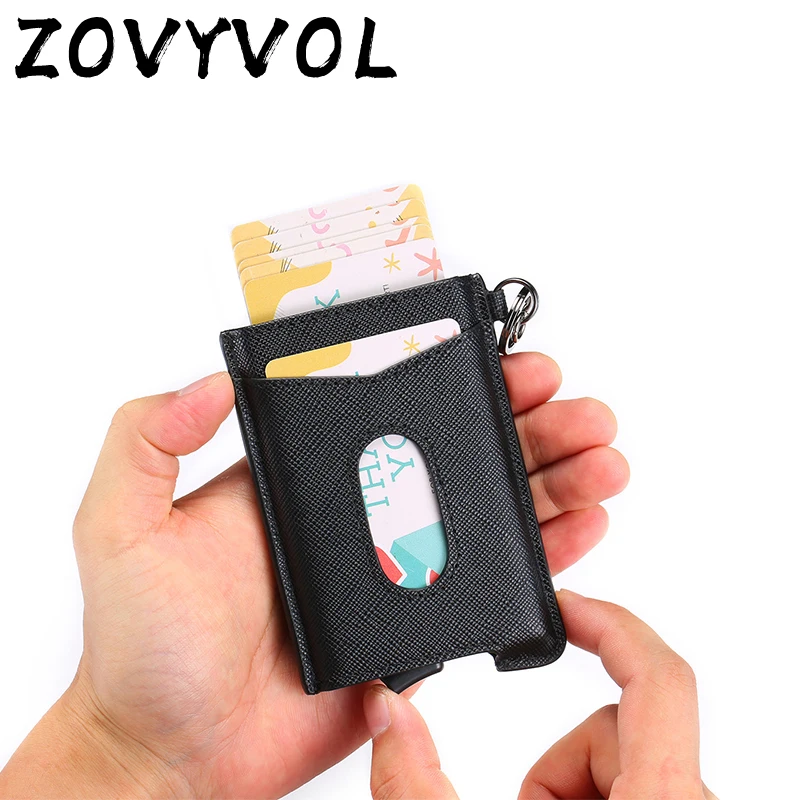 

ZOVYVOL Automatic Credit Card Holder Travel Aluminum Men RFID Wallet Pop Up Blocking Money Case Protection Cardholder Luxury
