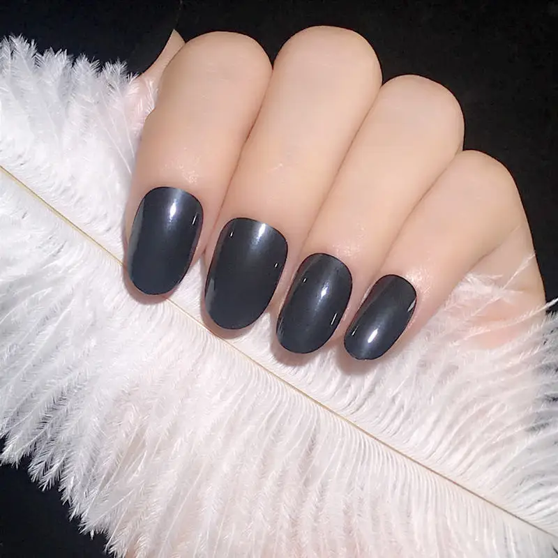 Овальный короткий пресс на Nnails с клеем, стикер искусственный Les Faux Ongles полное покрытие искусственные поддельные ногти фальшивые ногти Pops - Цвет: 26-b-2