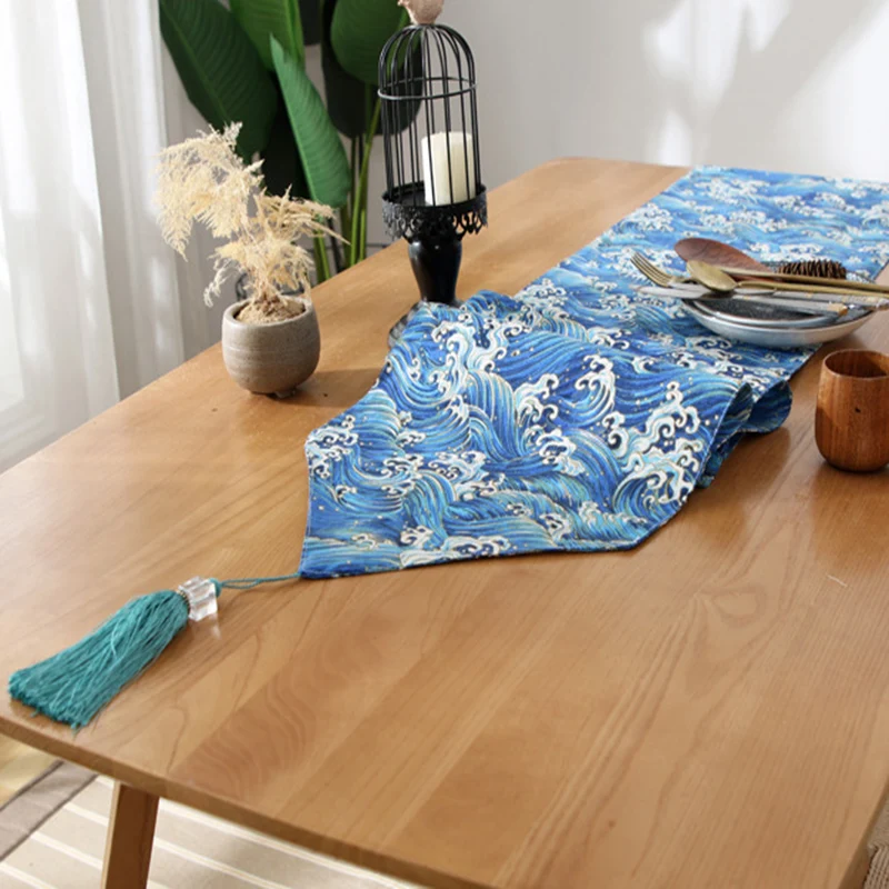 Простой синий волнистый узор в японском стиле активная печать новинка красный