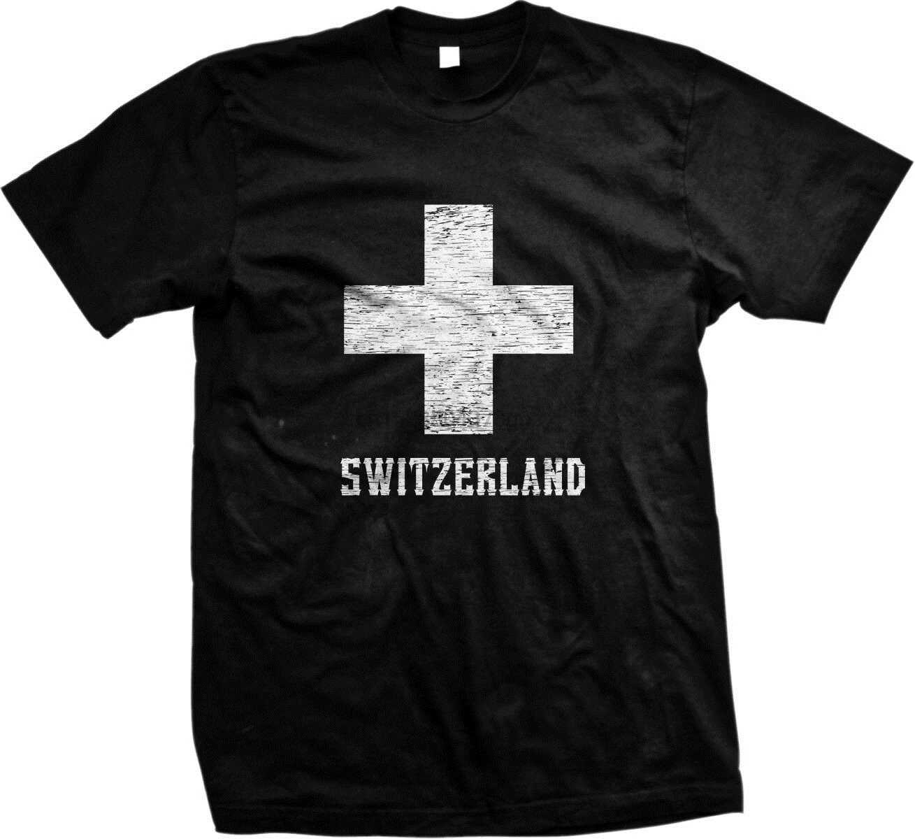 Swiss Distressed кантри-Switzerland Pirde Мужская футболка |