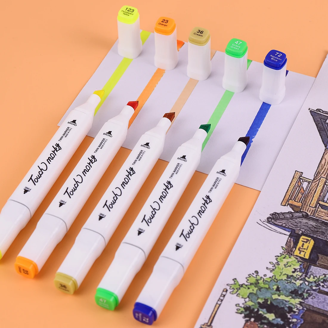 Art Sketching Markers Colored Pen Set for Lettering Liner Drawing Alcohol Permanent Graffiti Paint Brushes Stationery Supplies