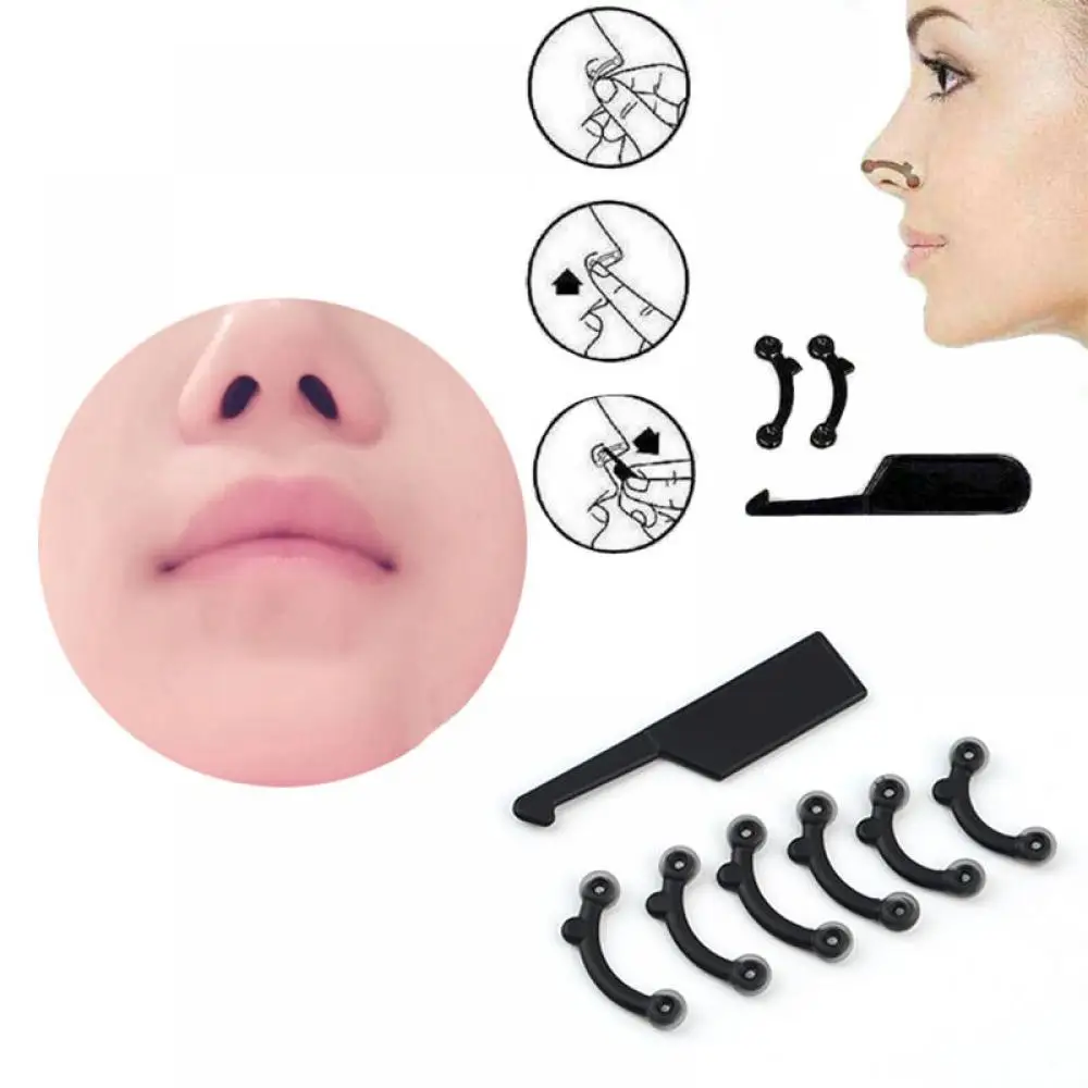 6 pçs/set beleza nariz up levantamento ponte shaper massagem ferramenta nenhuma dor nariz moldar clipe clipper feminino menina massageador 3 tamanho