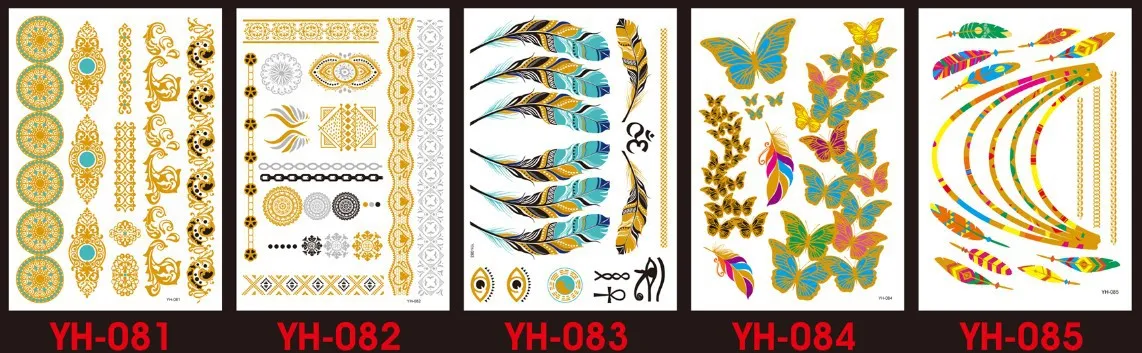 Блестящая обувь, с металлическим украшением Временная тату-наклейка для Для женщин Декорации для тела, рук золотые тату наклейки для девочек цепи временная татуировка YH026-050 G0907