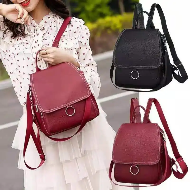 

AOTTER SLULIAN Mini Backpacks Students Shoulder Small Bags Solid Color School Travel Casual Backpacks PU Leather Flap Women Girl