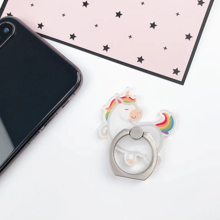 Rainbow Акриловый держатель-подставка для мобильного телефона с изображением единорога из мультфильма, кольцо-держатель для мобильного смартфона, подставка для IPhone, huawei, всех телефонов - Цвет: Rainbow